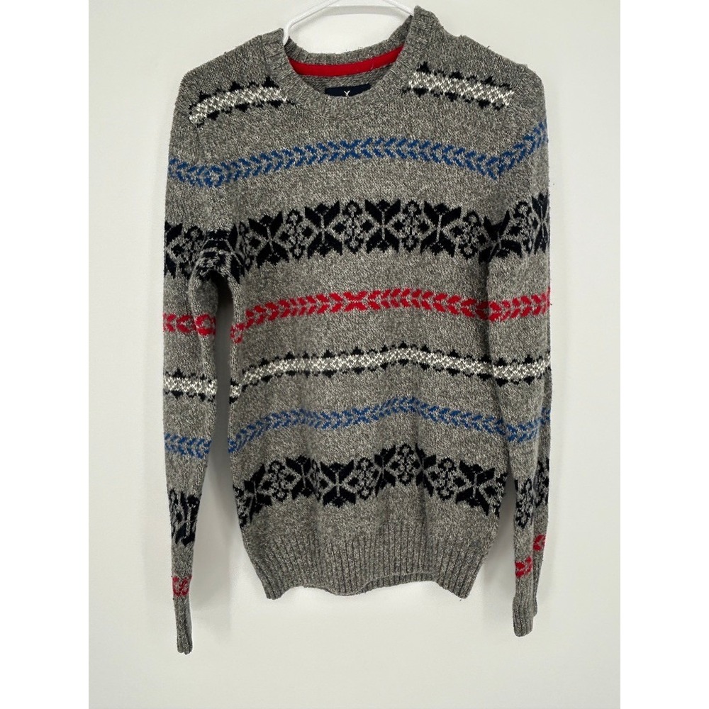 American Eagle S Fair Isle Sweater Nordic Geometric Y2K Ski Lodge Preppy Grandpa
